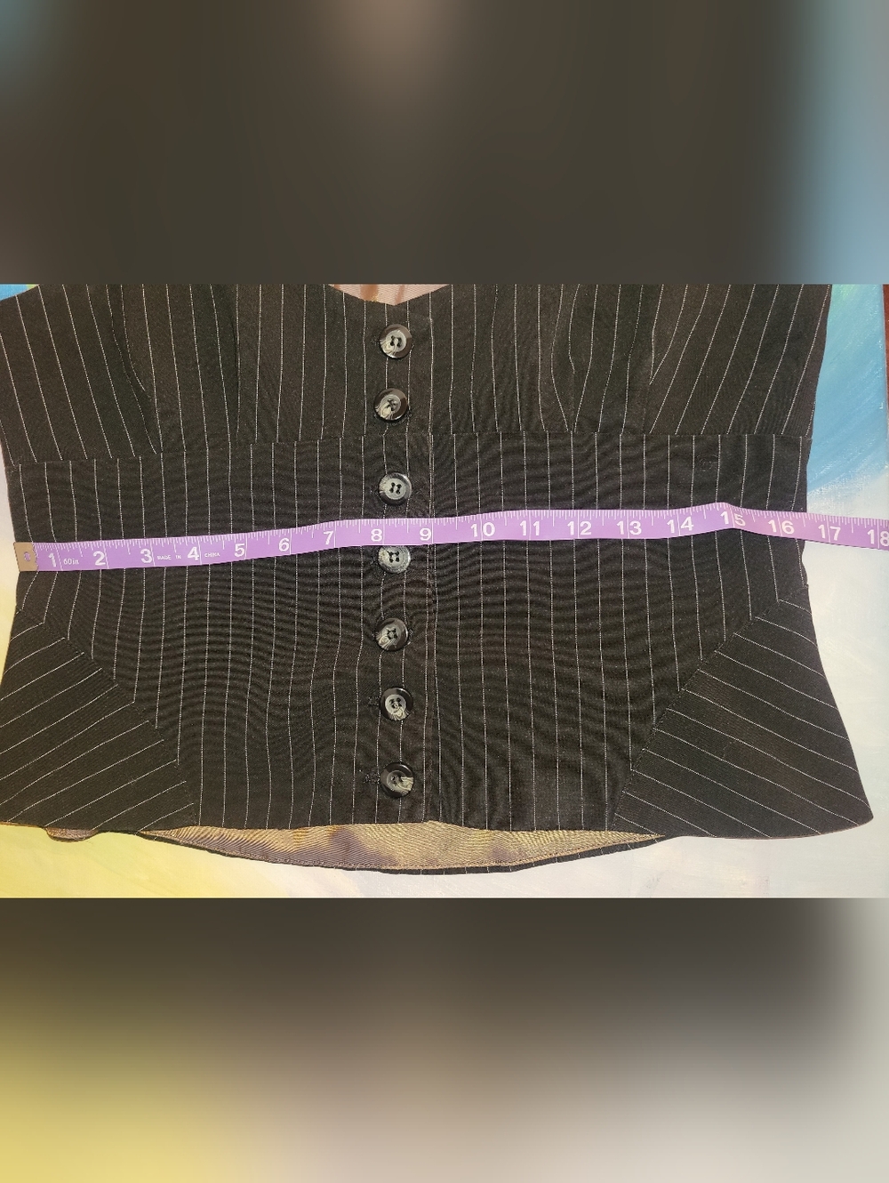 Ruffled White Lolita Lace Trimmed Blouse Layered Under Pinstripe Vest - Picture 11 of 15